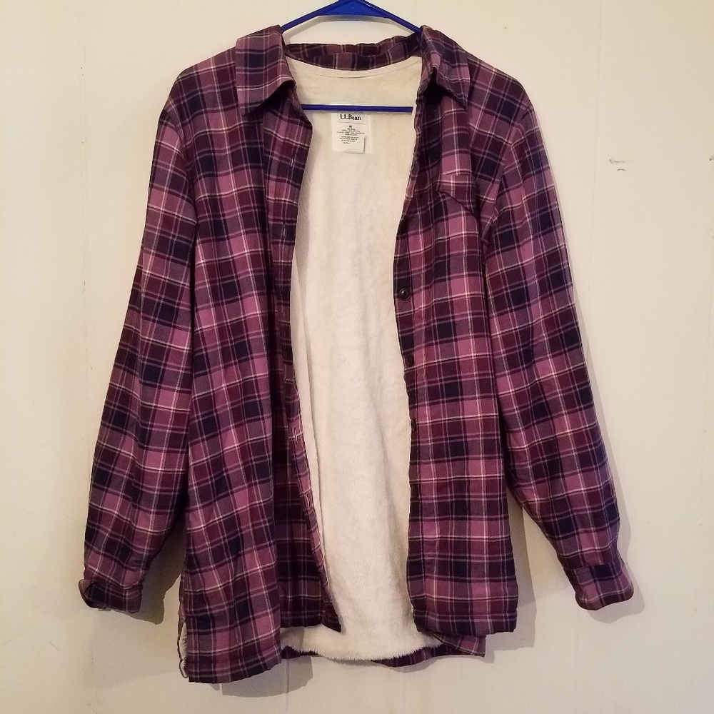 LLBean sherpa lined flannel shirt